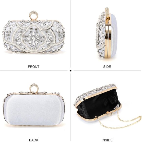 Luxury Rhinestone Clutch with Chain Strap for Weddings and Elegant Occasions - Picture 7 of 7